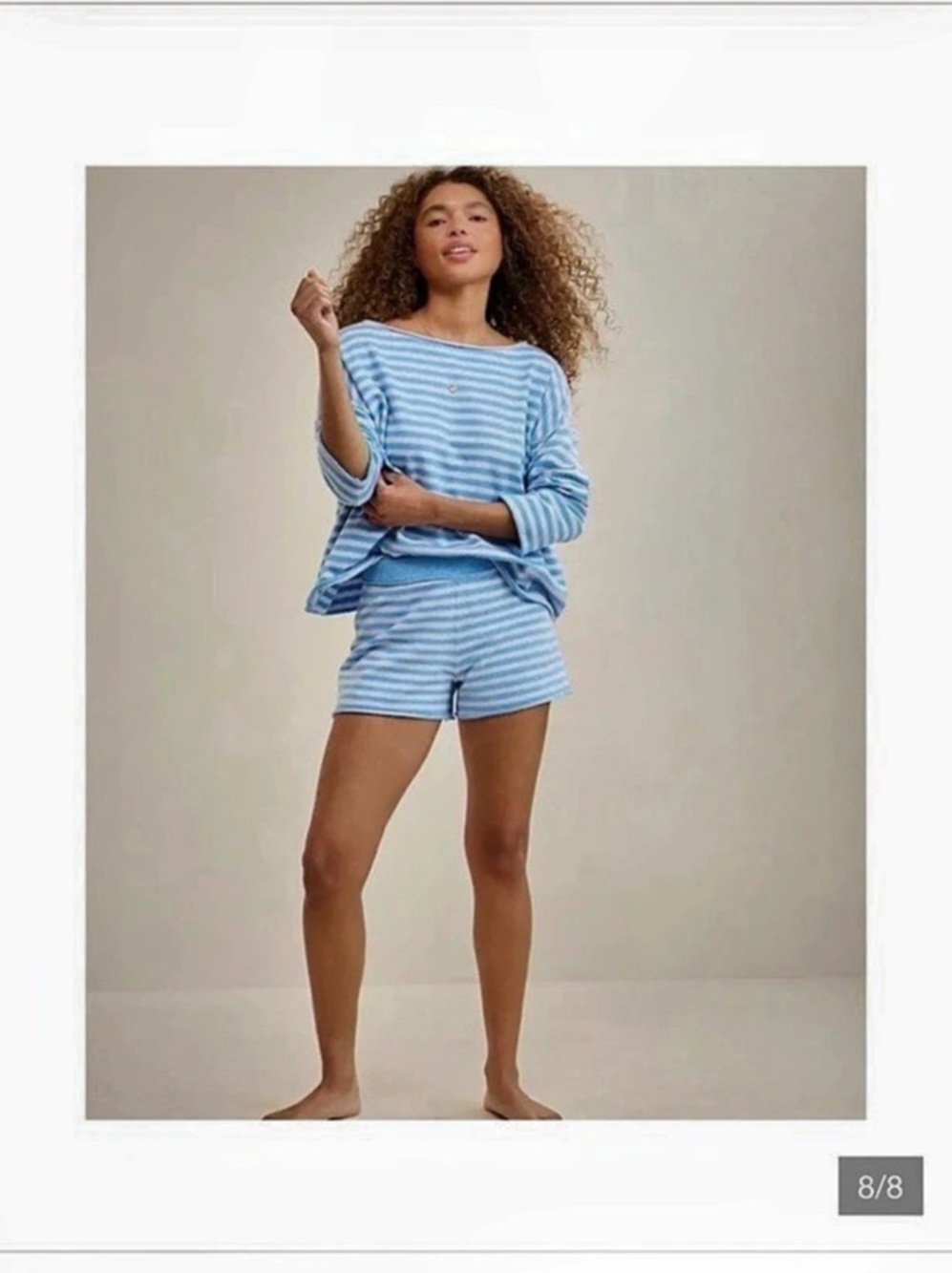 Aerie Blue & White Striped Soft Sunday Lounge Set Size Medium NWT